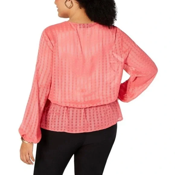 New INC Womens Plus Faux-Wrap Ruched Top - Picture 2 of 2